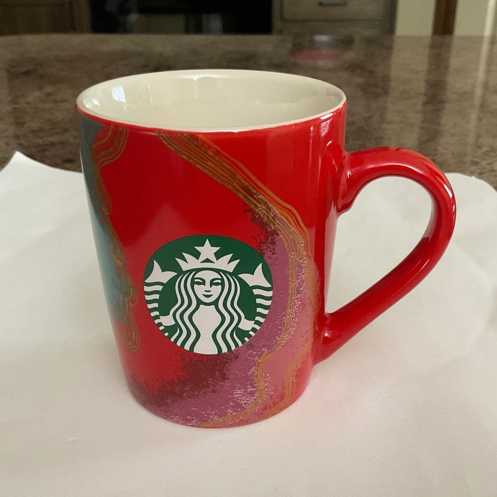 Starbucks Tie-dyed Christmas Mug 10 ounces Excellent Condition